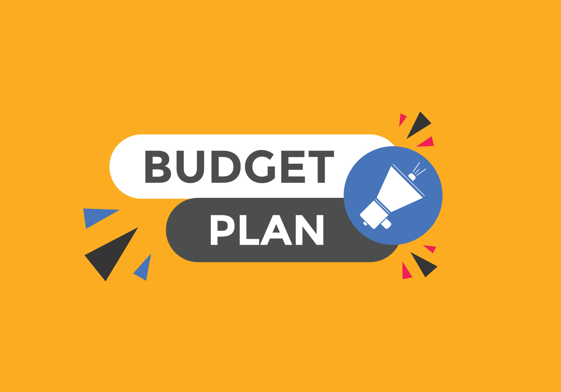 Budget plan text button. speech bubble. budget plan Colorful web banner