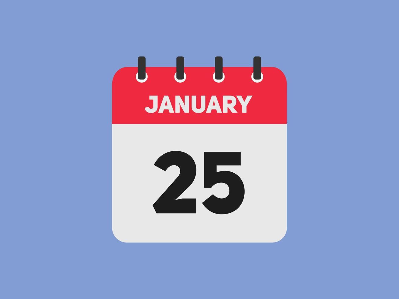 Recordatorio del calendario del 25 de enero. Plantilla de icono de calendario diario del 25 de enero. plantilla de diseño de icono de calendario 25 de enero. ilustración vectorial vector