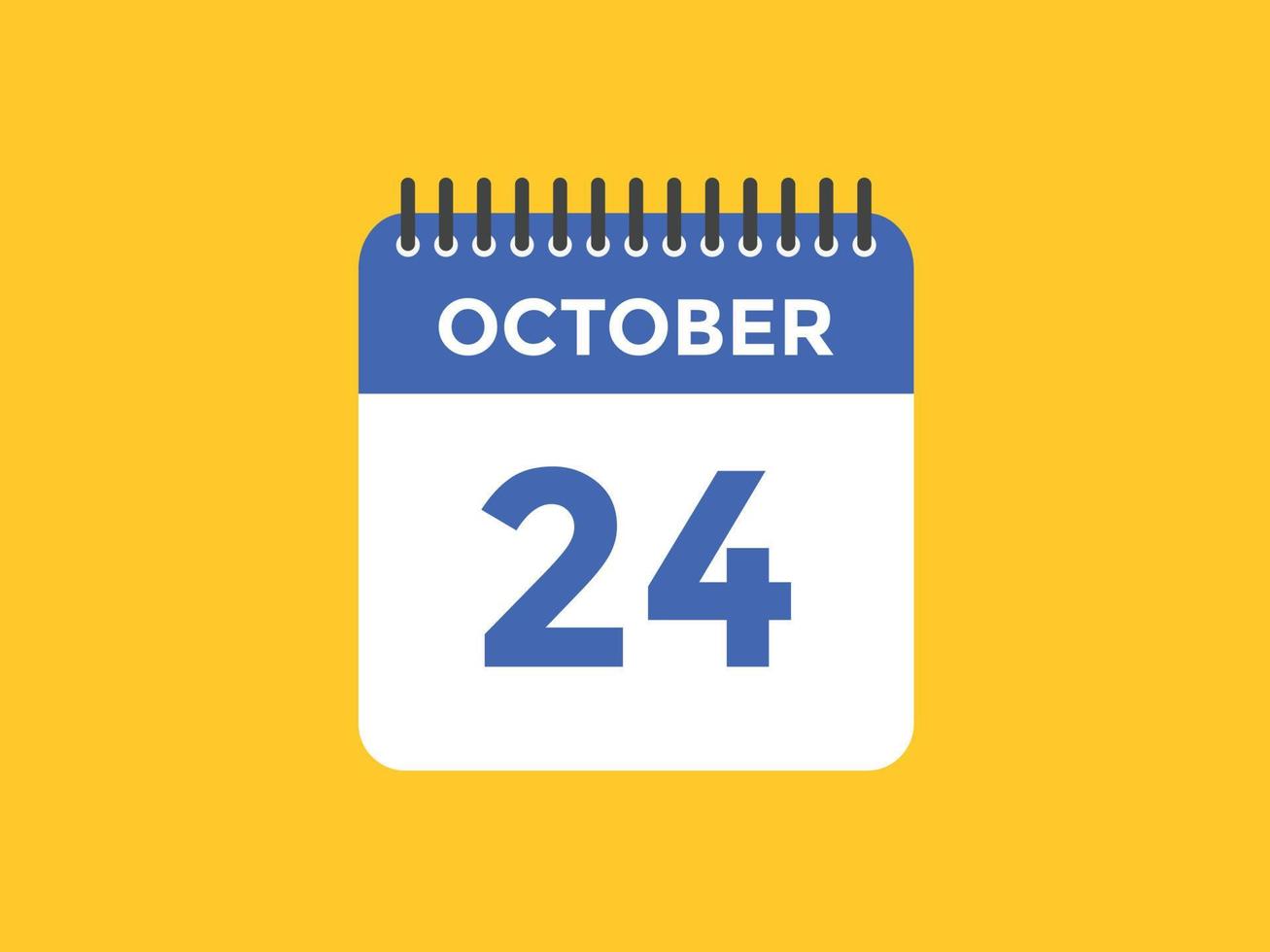 october 24 calendar reminder. 24th october daily calendar icon template. Calendar 24th october icon Design template. Vector illustration