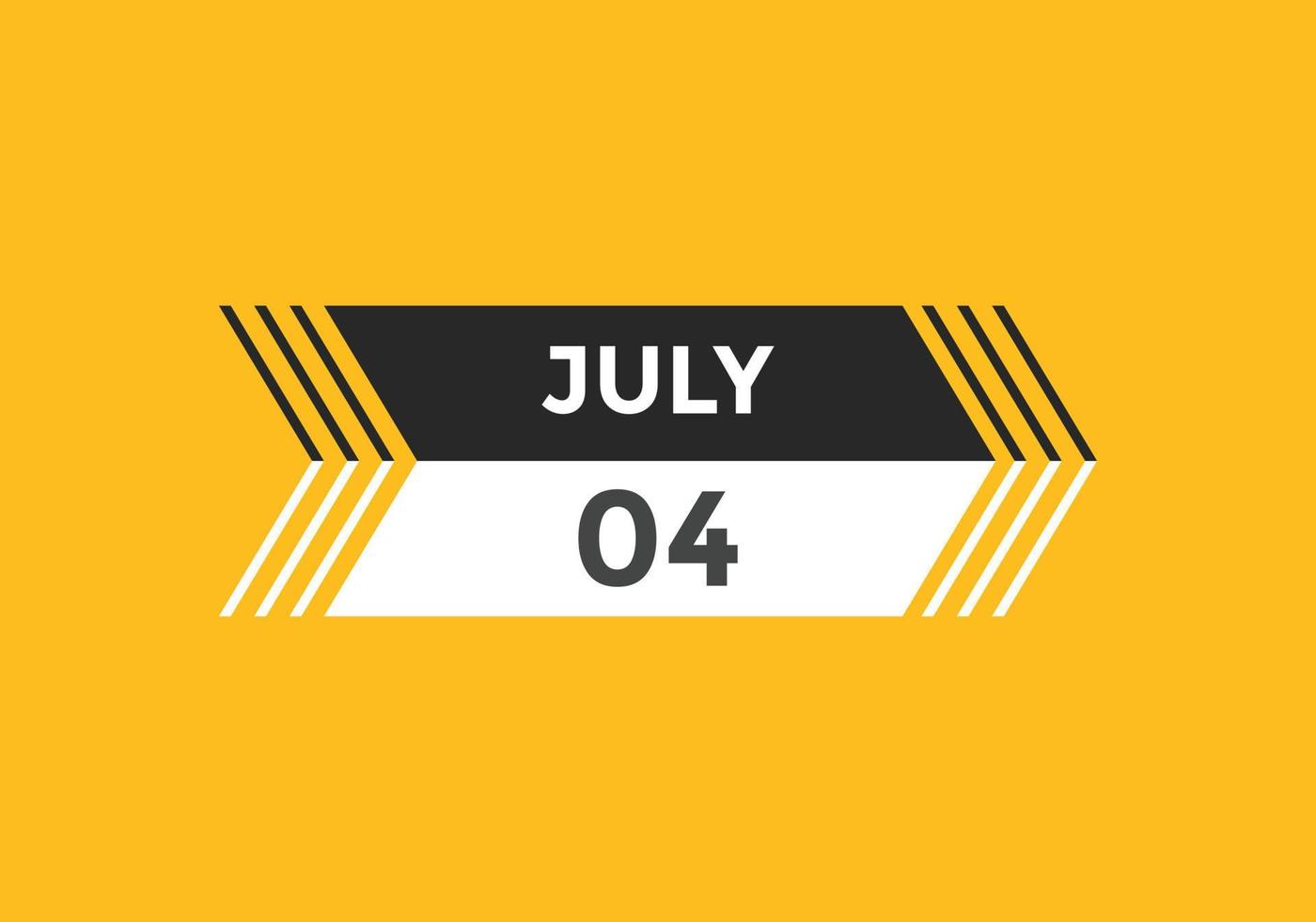 july 4 calendar reminder. 4th july daily calendar icon template. Calendar 4th july icon Design template. Vector illustration