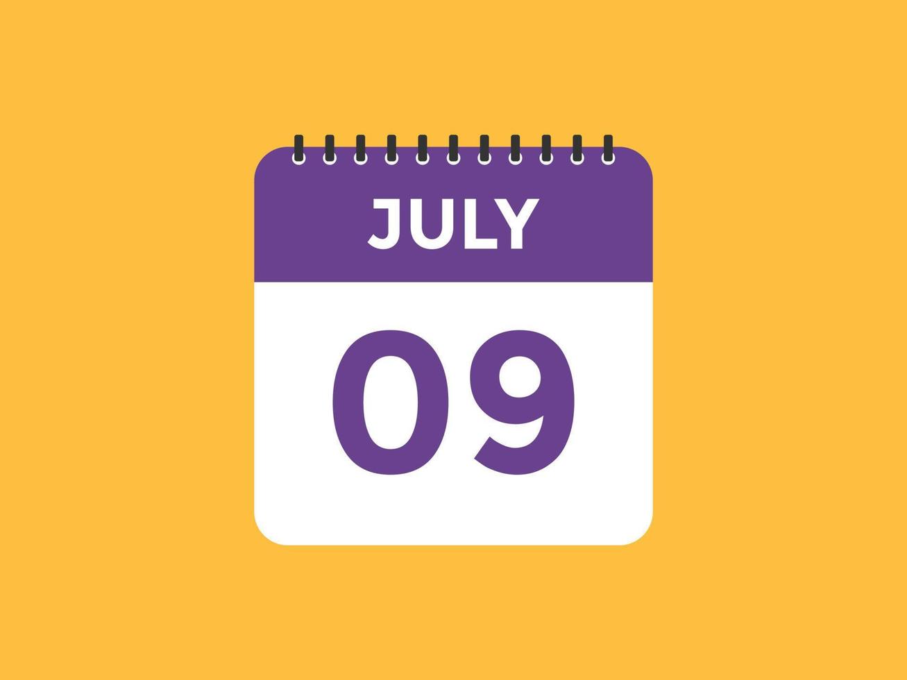 july 9 calendar reminder. 9th july daily calendar icon template ...
