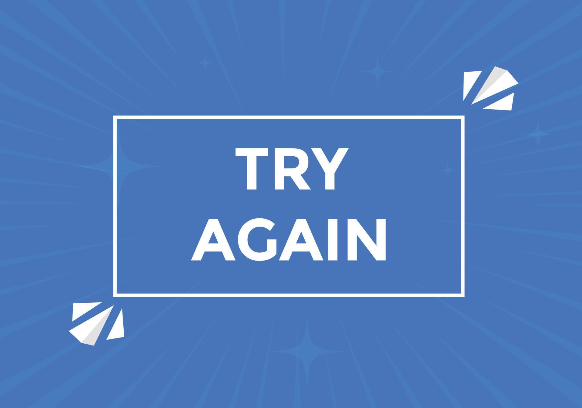 try again text button speech bubble try again Colorful web banner