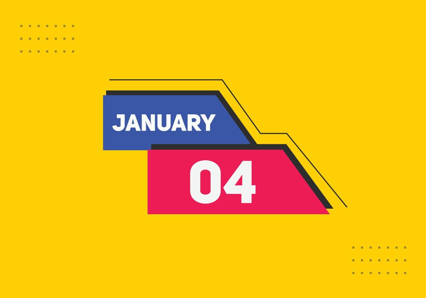 january 4 calendar reminder. 4th january daily calendar icon template. Calendar 4th january icon Design template. Vector illustration