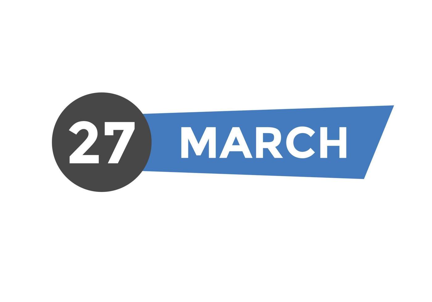 march 27 calendar reminder. 27th march daily calendar icon template. Calendar 27th march icon Design template. Vector illustration