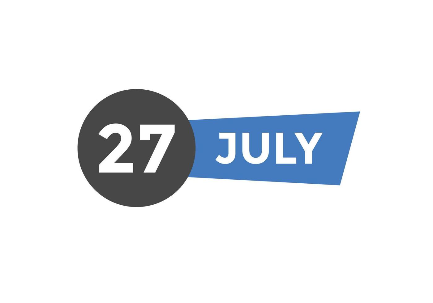 july 27 calendar reminder. 27th july daily calendar icon template. Calendar 27th july icon Design template. Vector illustration