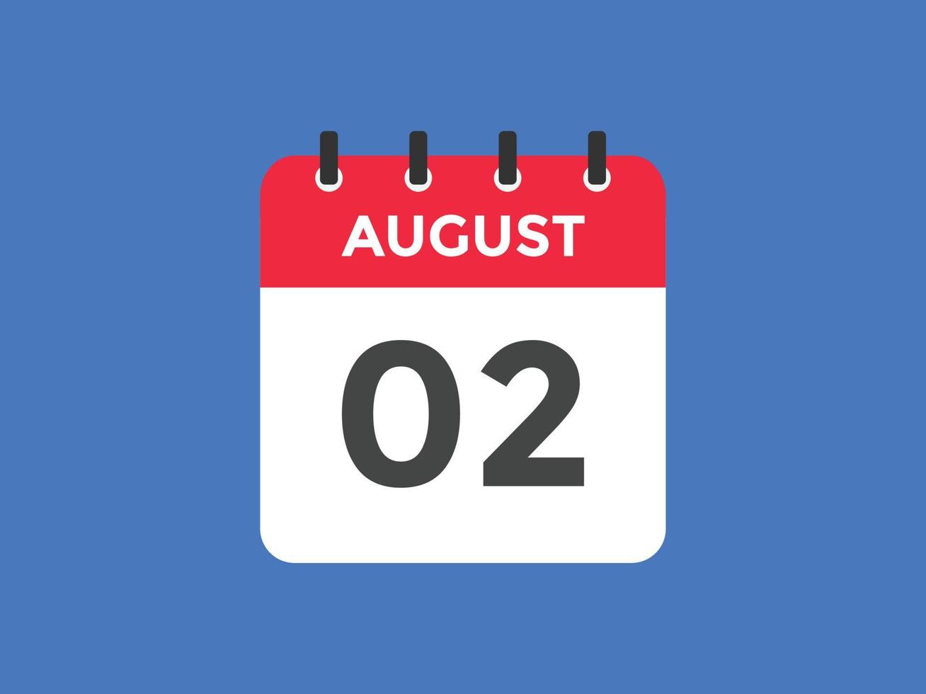 august 2 calendar reminder. 2nd august daily calendar icon template. Calendar 2nd august icon Design template. Vector illustration