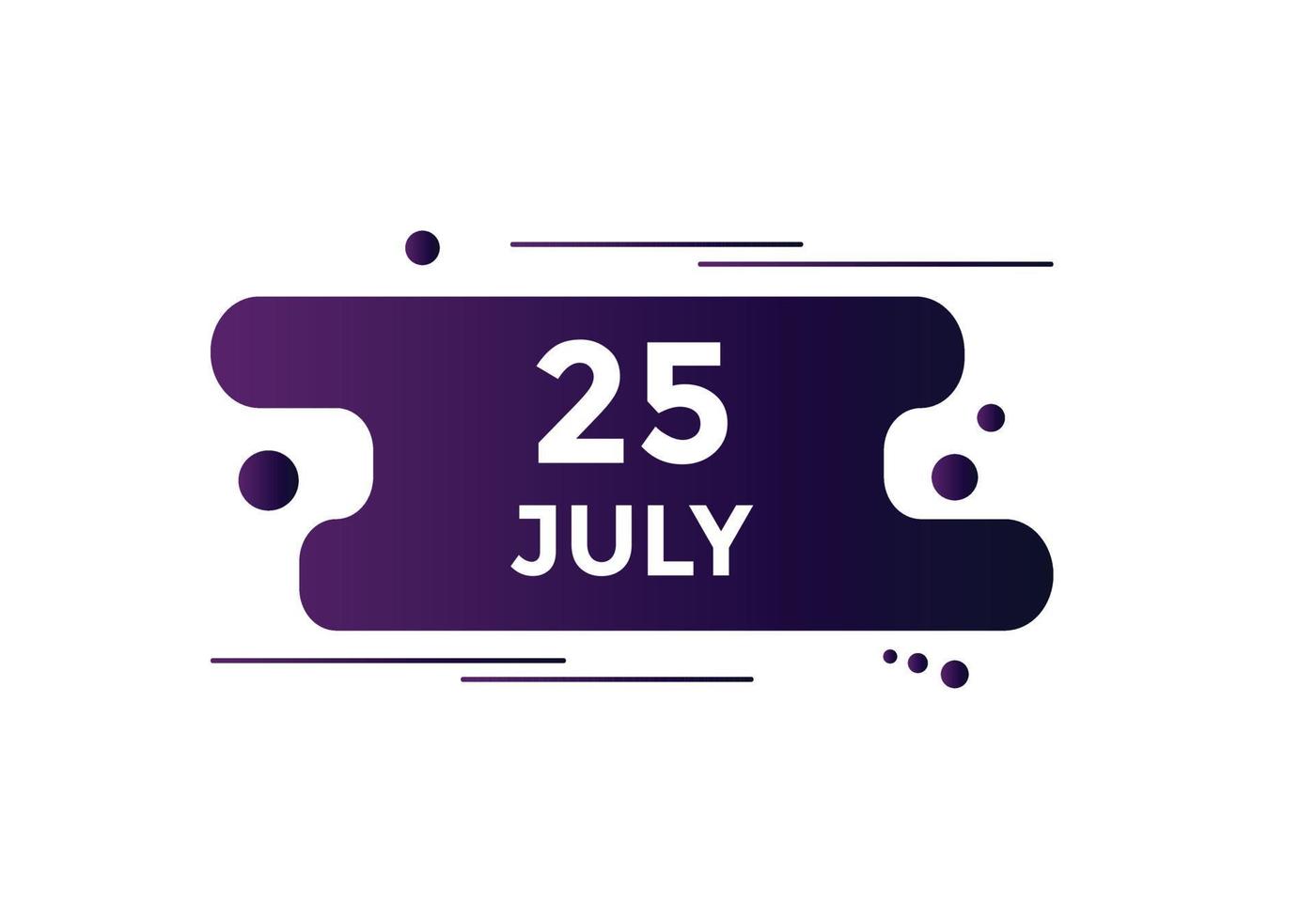 july 25 calendar reminder. 25th july daily calendar icon template. Calendar 25th july icon Design template. Vector illustration