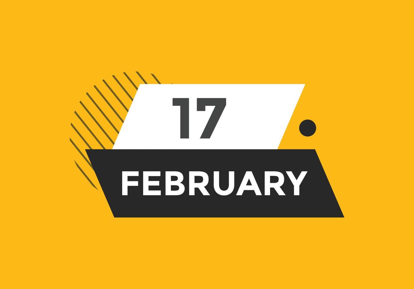 february 17 calendar reminder. 17th february daily calendar icon template. Calendar 17th february icon Design template. Vector illustration