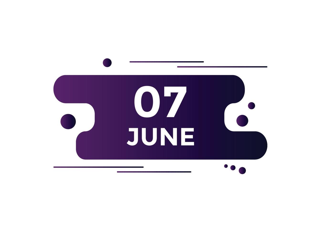 june 7 calendar reminder. 7th june daily calendar icon template. Calendar 7th june icon Design template. Vector illustration