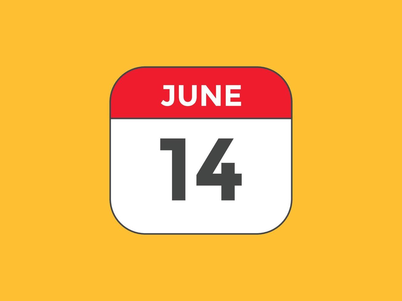 june 14 calendar reminder. 14th june daily calendar icon template. Calendar 14th june icon Design template. Vector illustration