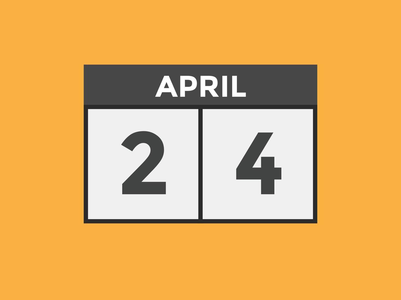 april 24 calendar reminder. 24th april daily calendar icon template. Calendar 24th april icon Design template. Vector illustration