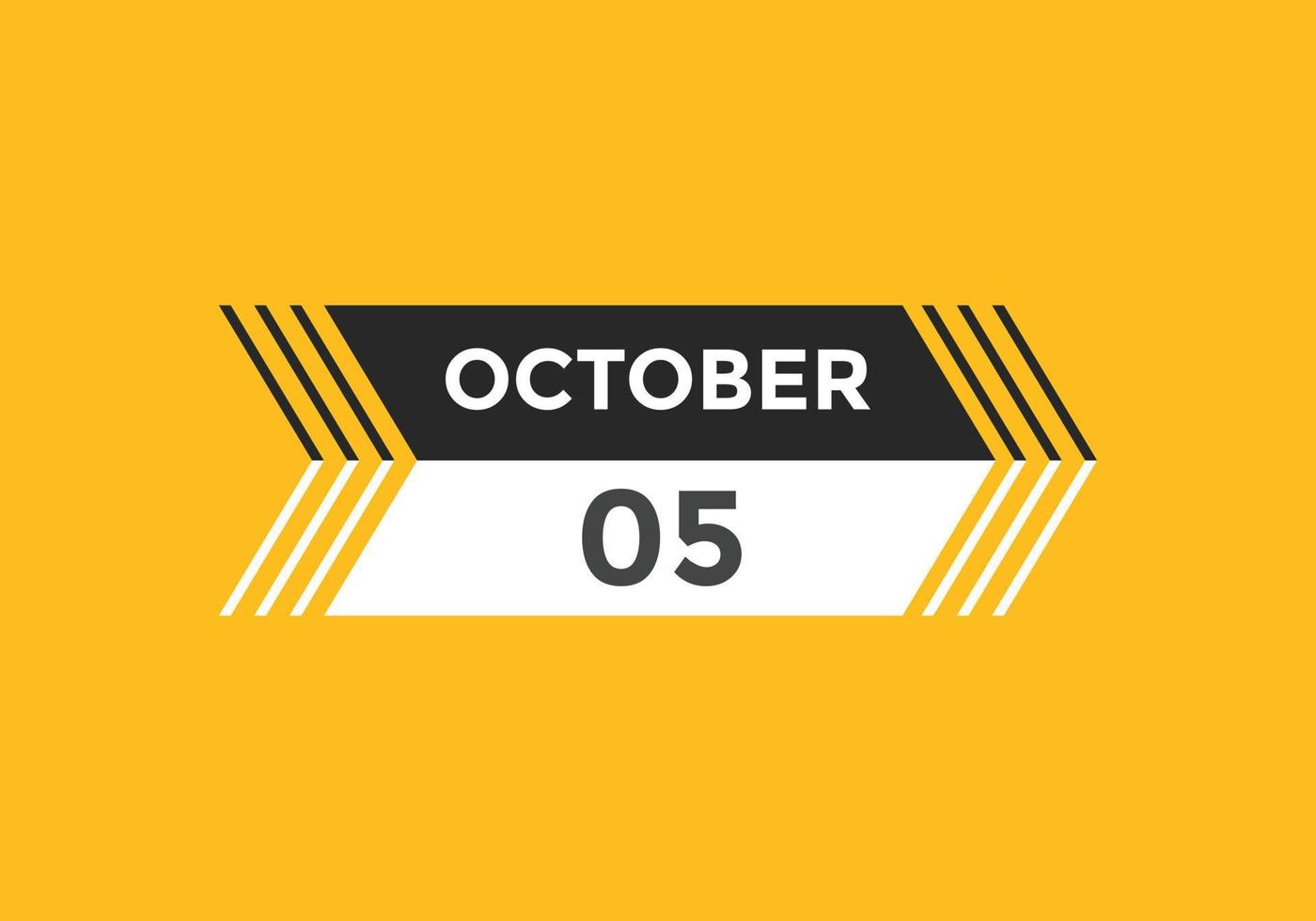 october 5 calendar reminder. 5th october daily calendar icon template. Calendar 5th october icon Design template. Vector illustration
