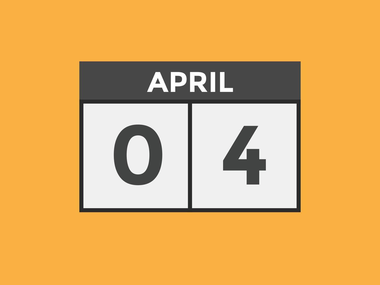 april 4 calendar reminder. 4th april daily calendar icon template. Calendar 4th april icon Design template. Vector illustration