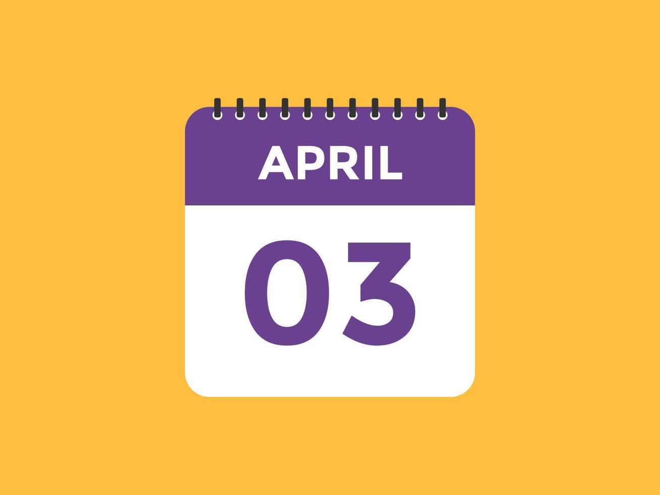 april 3 calendar reminder. 3rd april daily calendar icon template. Calendar 3rd april icon Design template. Vector illustration