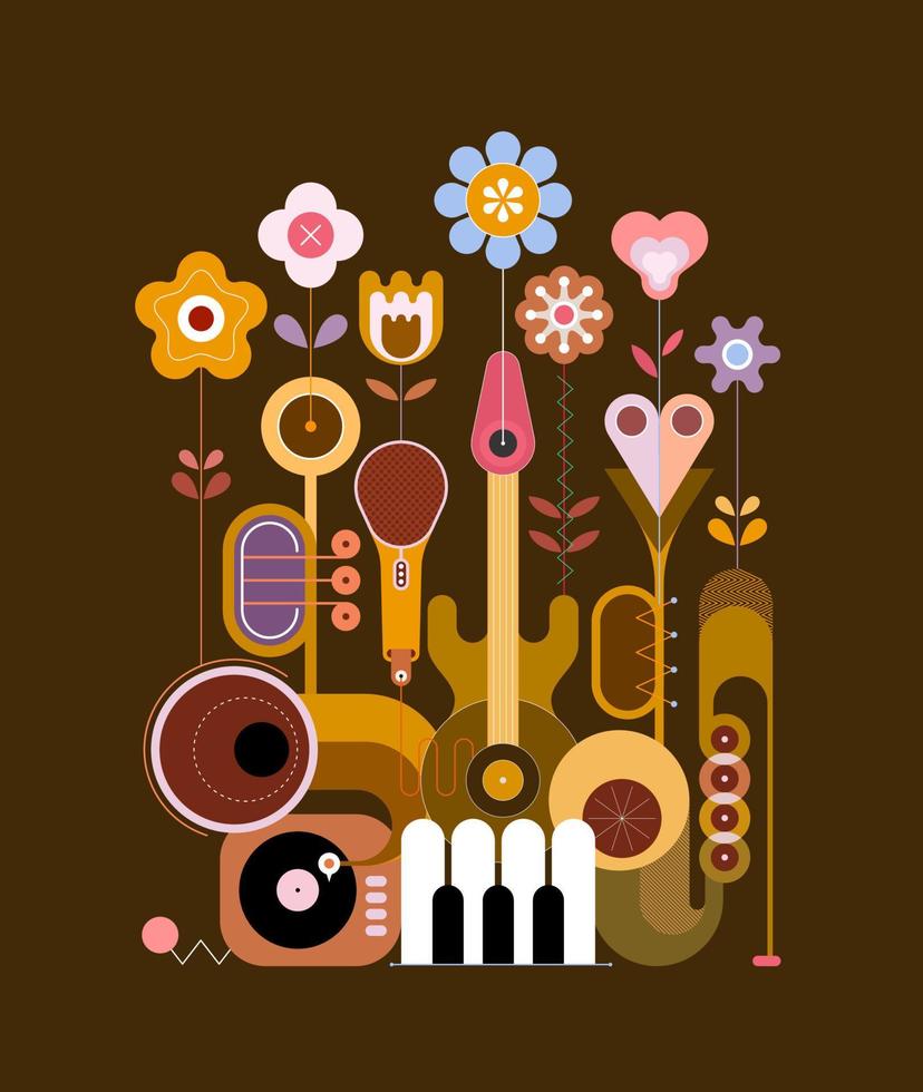 Flowers and Musical Instruments vector