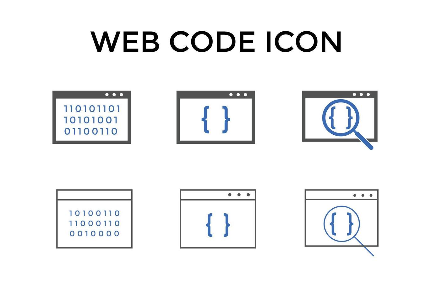 iconos de código web. símbolo de icono de codificación de sitio web vector