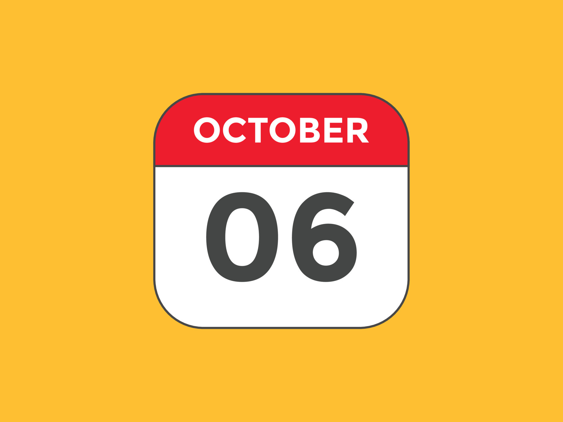 october 6 calendar reminder. 6th october daily calendar icon template