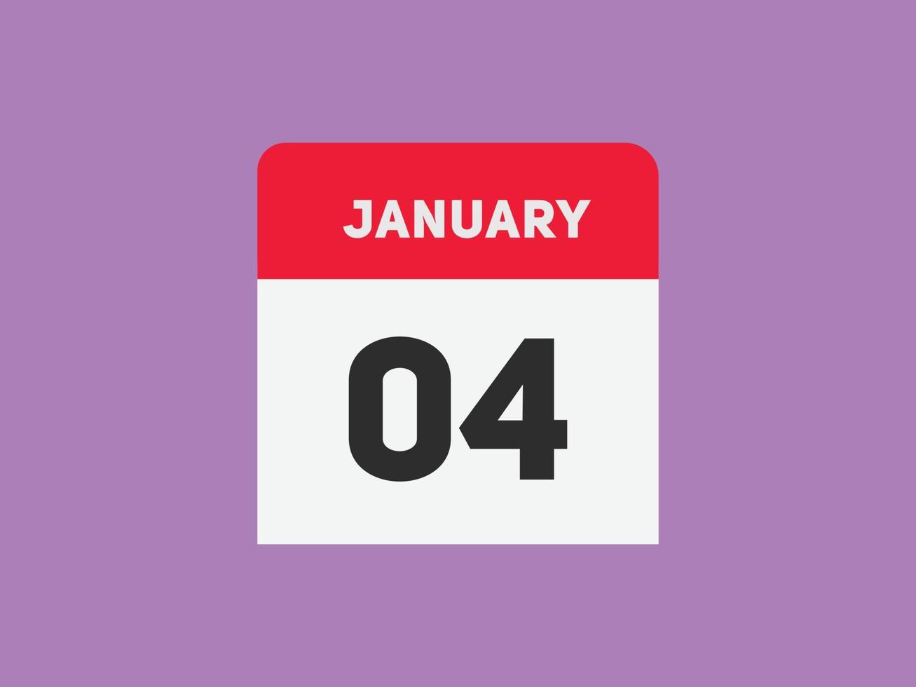 january 4 calendar reminder. 4th january daily calendar icon template. Calendar 4th january icon Design template. Vector illustration