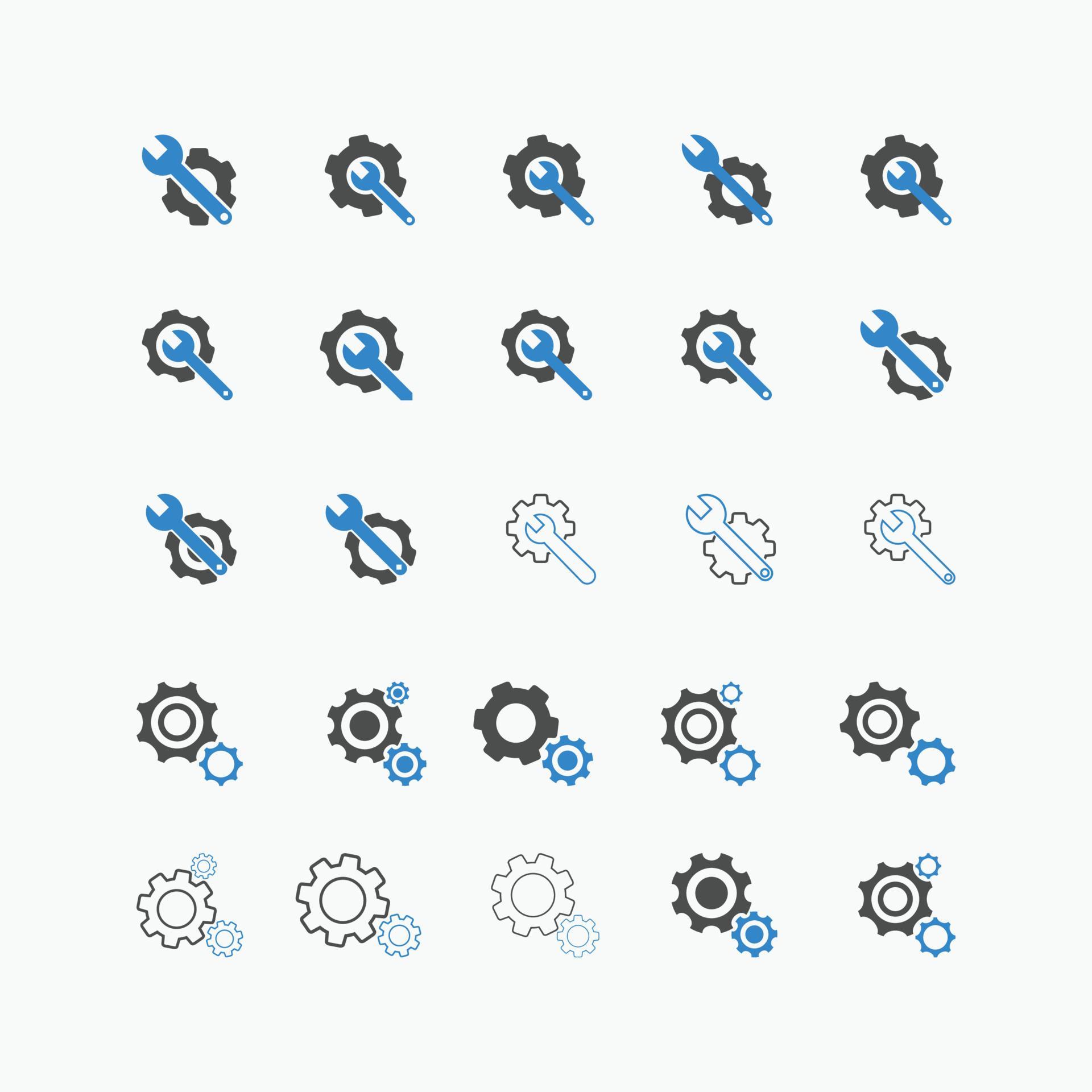 set of Gear and Wrench icon set Vector illustration. Service Tools icon