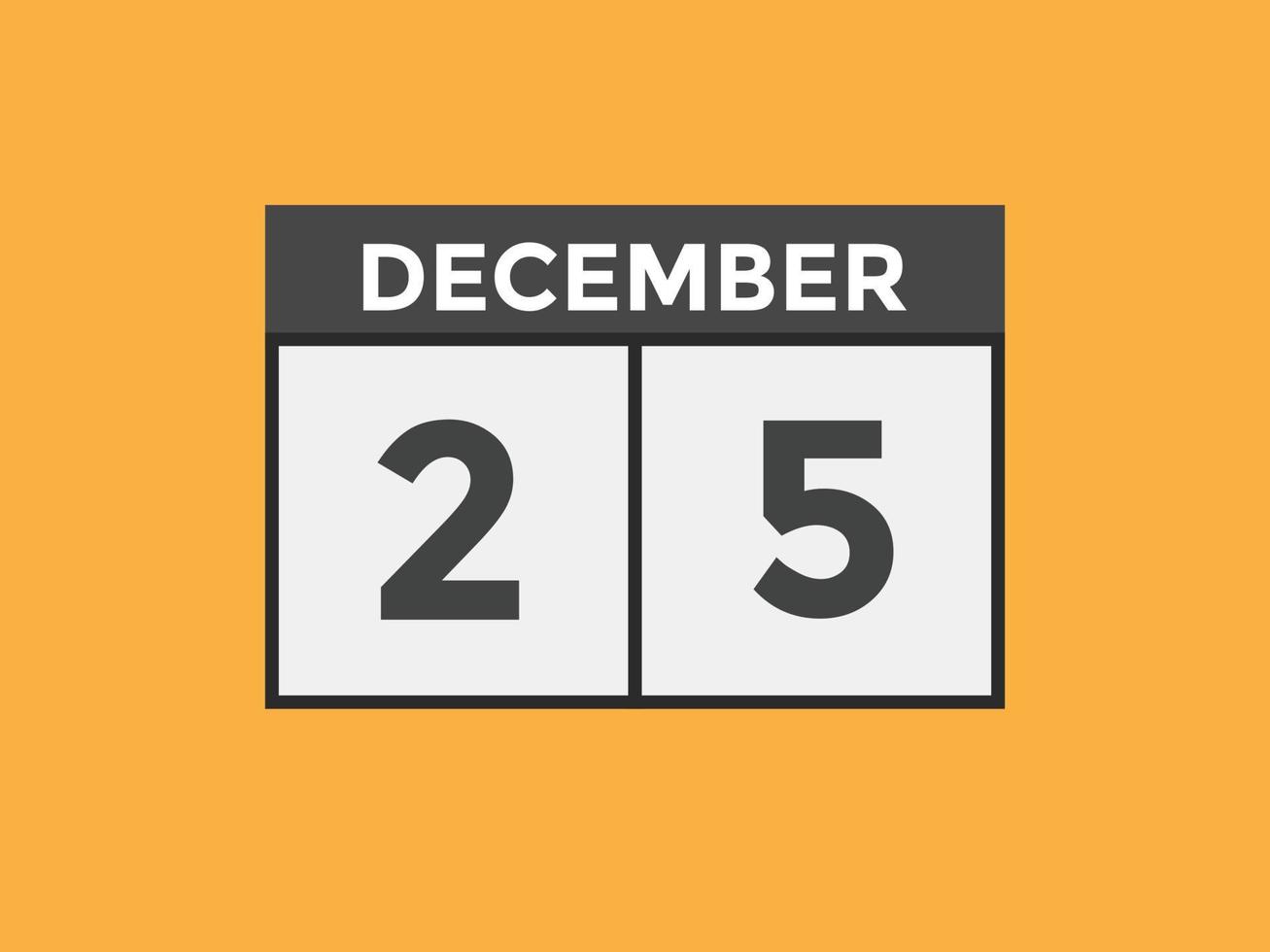 december 25 calendar reminder. 25th december daily calendar icon template. Calendar 25th december icon Design template. Vector illustration