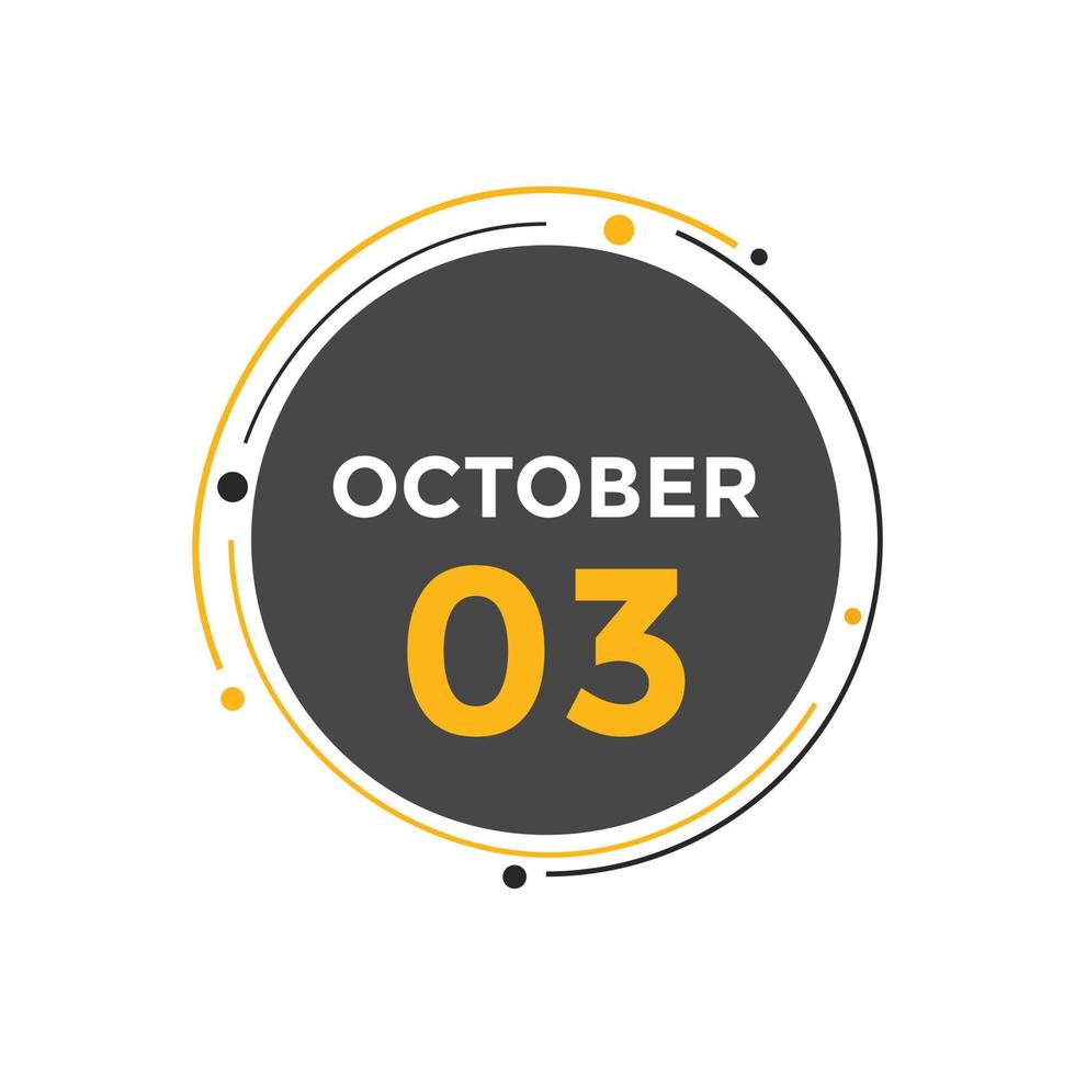 october 3 calendar reminder. 3rd october daily calendar icon template. Calendar 3rd october icon Design template. Vector illustration