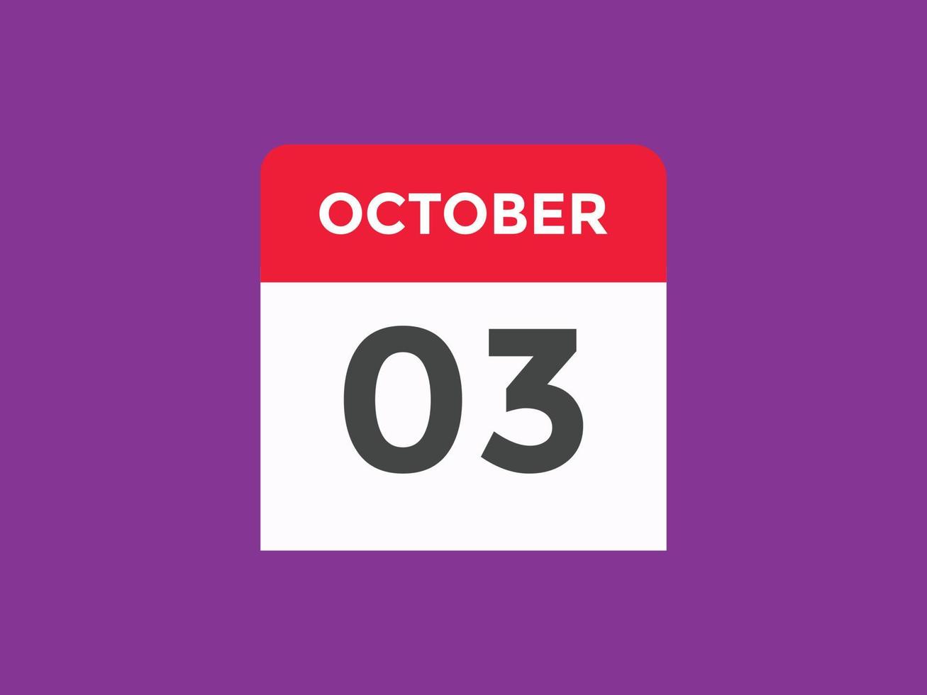 october 3 calendar reminder. 3rd october daily calendar icon template. Calendar 3rd october icon Design template. Vector illustration