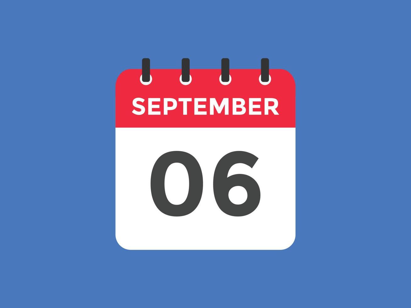 september 6 calendar reminder. 6th september daily calendar icon template. Calendar 6th september icon Design template. Vector illustration