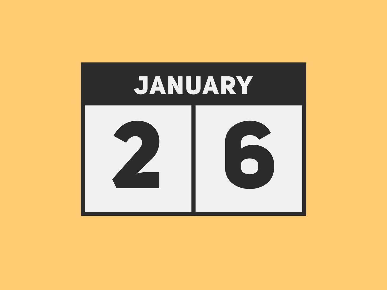 january 26 calendar reminder. 26th january daily calendar icon template. Calendar 26th january icon Design template. Vector illustration