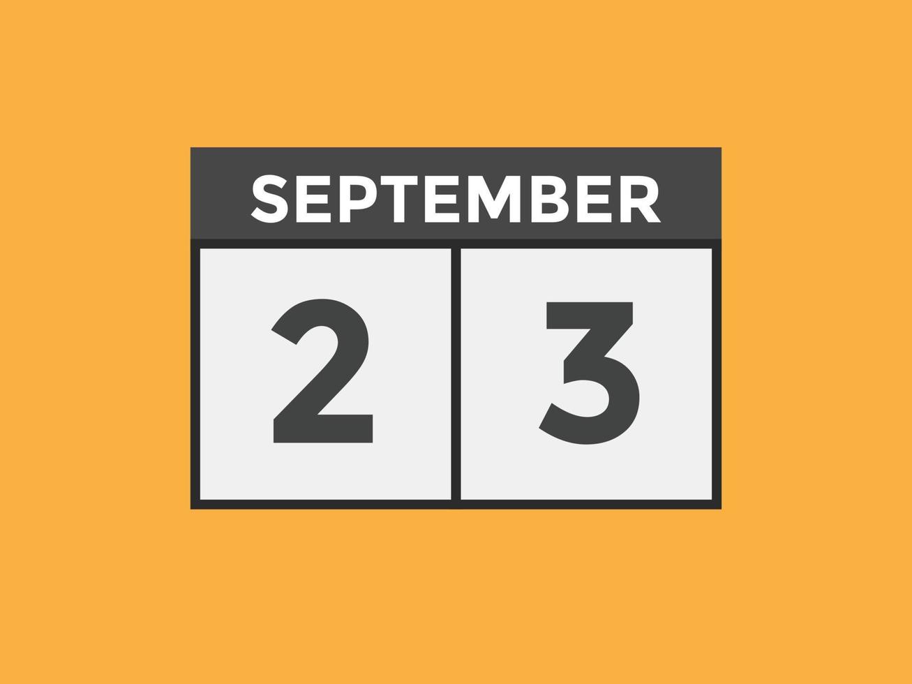 Recordatorio del calendario del 23 de septiembre. Plantilla de icono de calendario diario del 23 de septiembre. plantilla de diseño de icono de calendario 23 de septiembre. ilustración vectorial vector