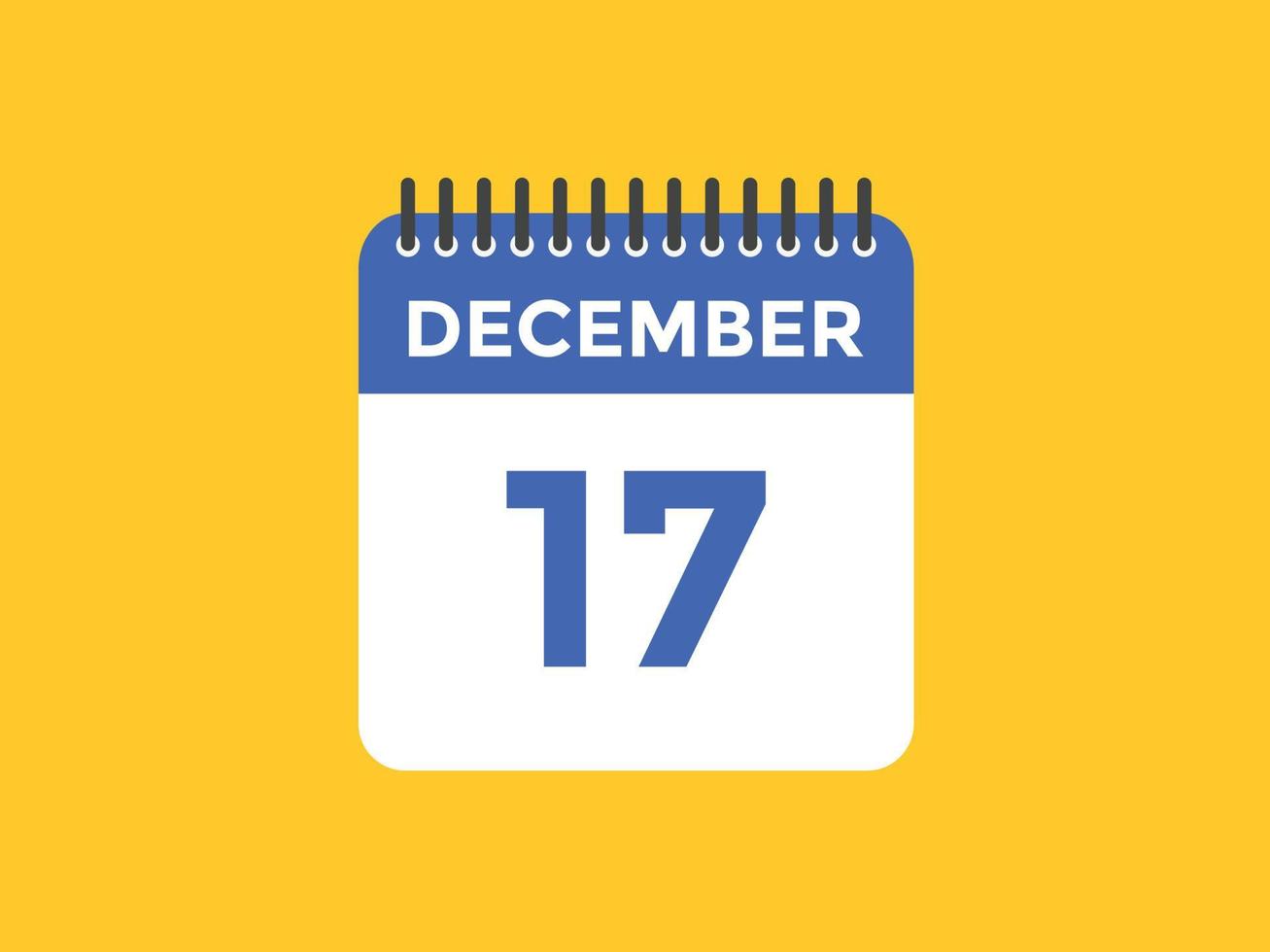 december 17 calendar reminder. 17th december daily calendar icon template. Calendar 17th december icon Design template. Vector illustration