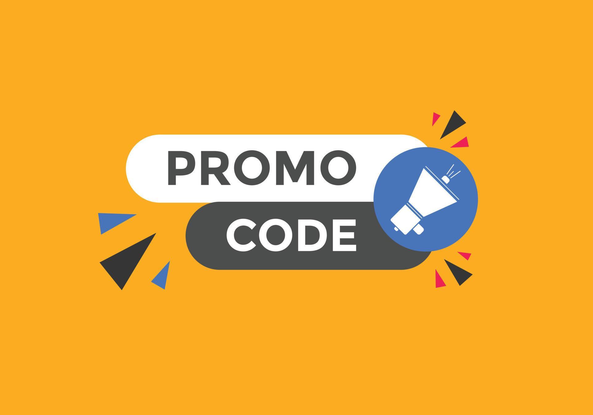 Promo code button. Promo code speech bubble. Promo code text web