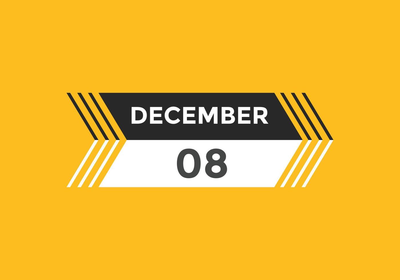 december 8 calendar reminder. 8th december daily calendar icon template. Calendar 8th december icon Design template. Vector illustration