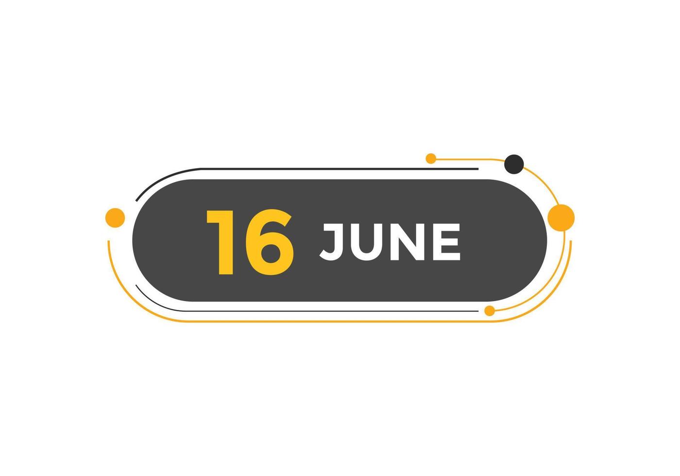 june 16 calendar reminder. 16th june daily calendar icon template. Calendar 16th june icon Design template. Vector illustration