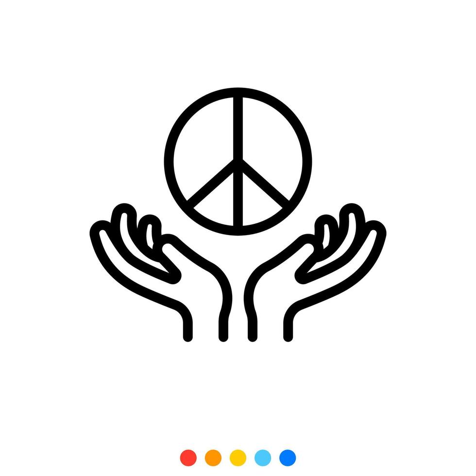 mano y signo de paz, vector, icono, ilustración. vector