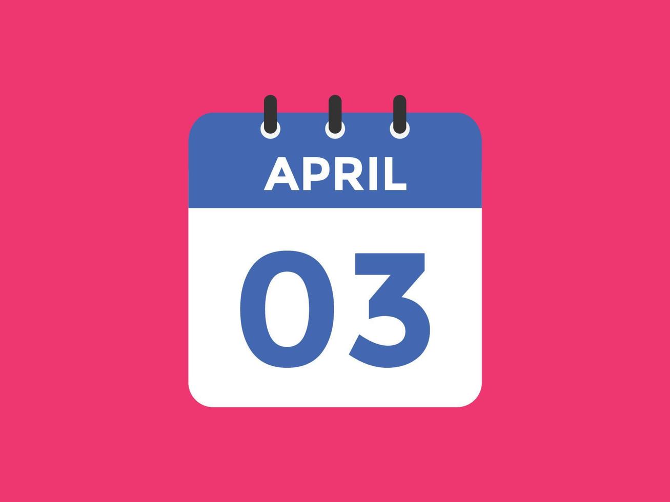 april 3 calendar reminder. 3rd april daily calendar icon template. Calendar 3rd april icon Design template. Vector illustration
