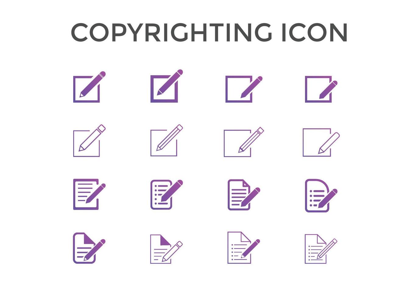 conjunto de iconos de derechos de autor ilustración vectorial. iconos de redacción para seo y sitio web vector