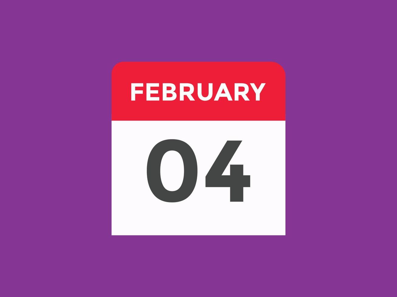 february 4 calendar reminder. 4th february daily calendar icon template. Calendar 4th february icon Design template. Vector illustration