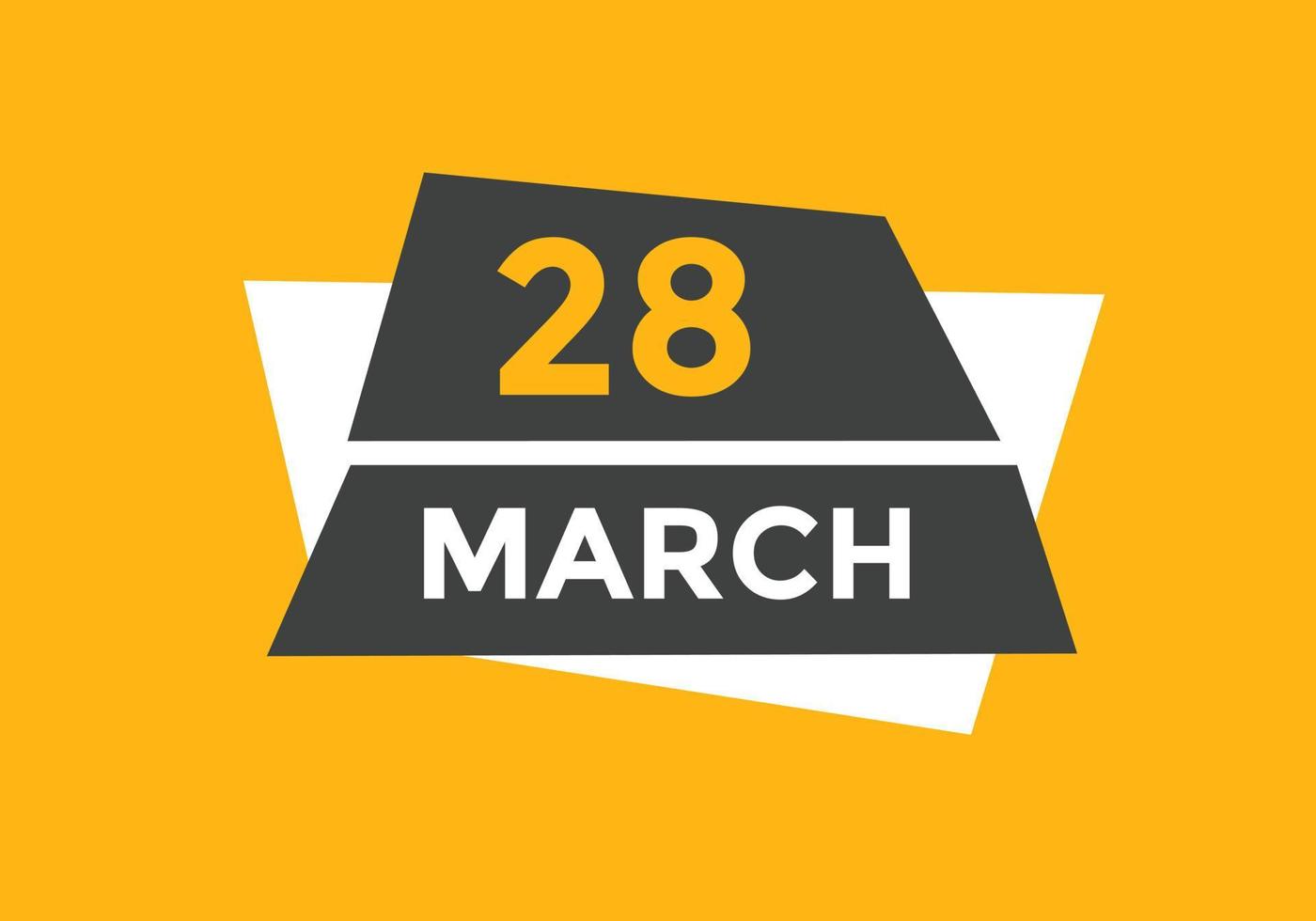 march 28 calendar reminder. 28th march daily calendar icon template. Calendar 28th march icon Design template. Vector illustration