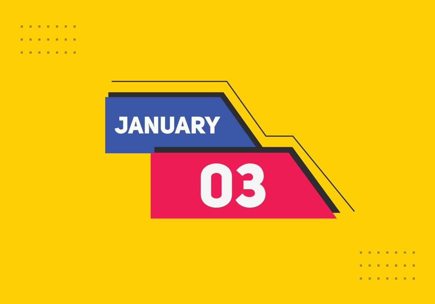 january 3 calendar reminder. 3rd january daily calendar icon template. Calendar 3rd january icon Design template. Vector illustration