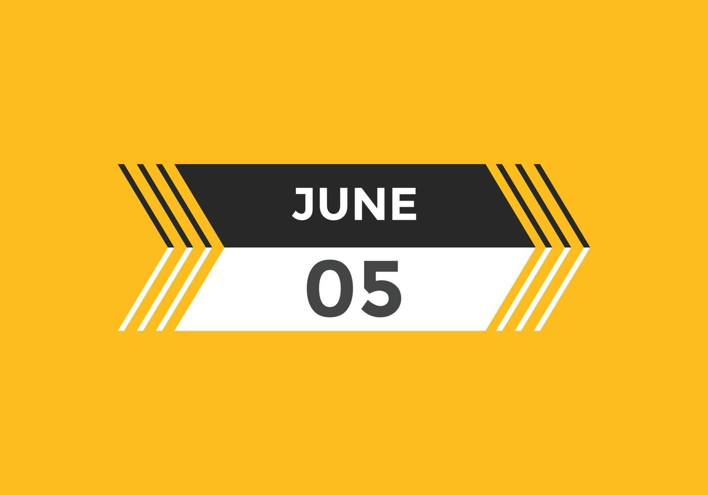 june 5 calendar reminder. 5th june daily calendar icon template. Calendar 5th june icon Design template. Vector illustration