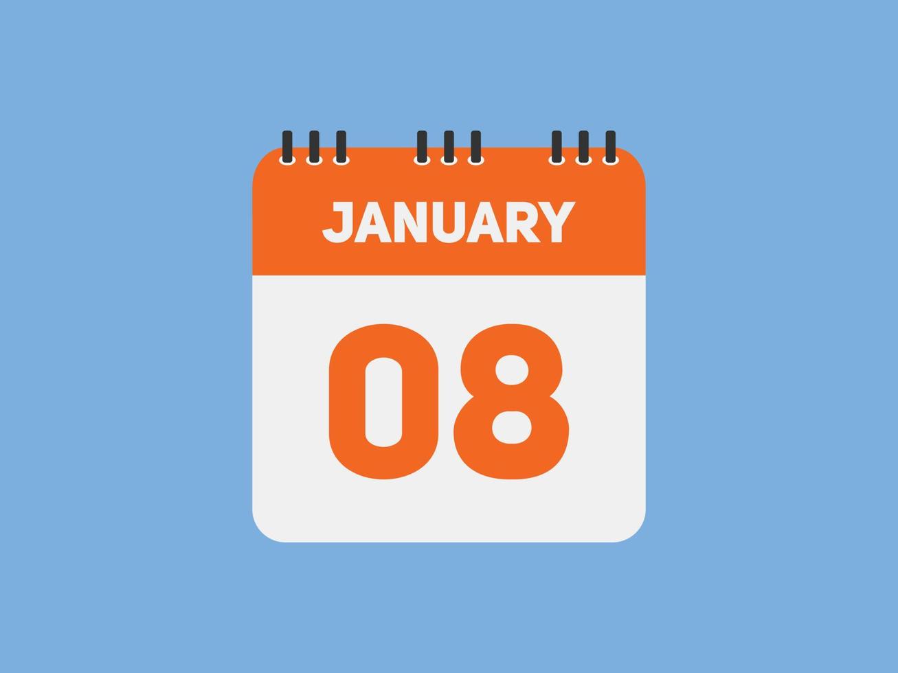 Recordatorio del calendario del 8 de enero. Plantilla de icono de calendario diario del 8 de enero. plantilla de diseño de icono de calendario 8 de enero. ilustración vectorial vector