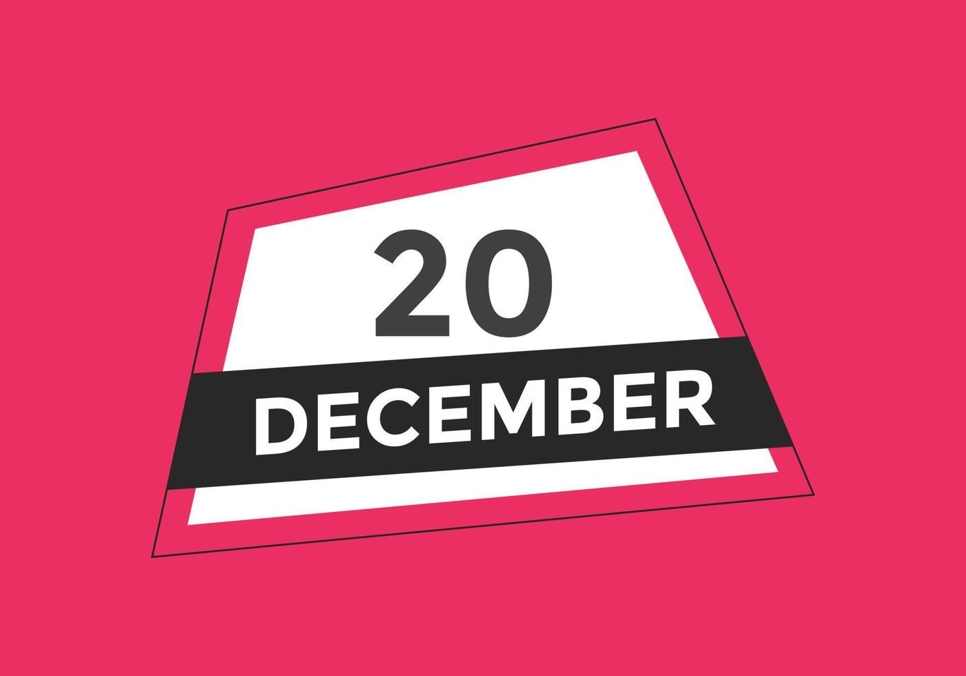 december 20 calendar reminder. 20th december daily calendar icon template. Calendar 20th december icon Design template. Vector illustration