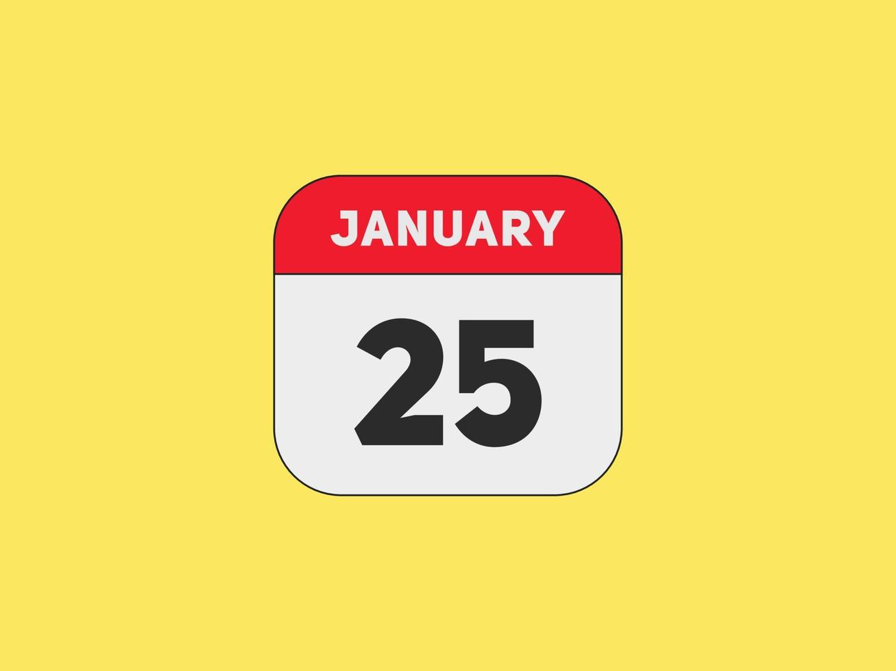 january 25 calendar reminder. 25th january daily calendar icon template. Calendar 25th january icon Design template. Vector illustration