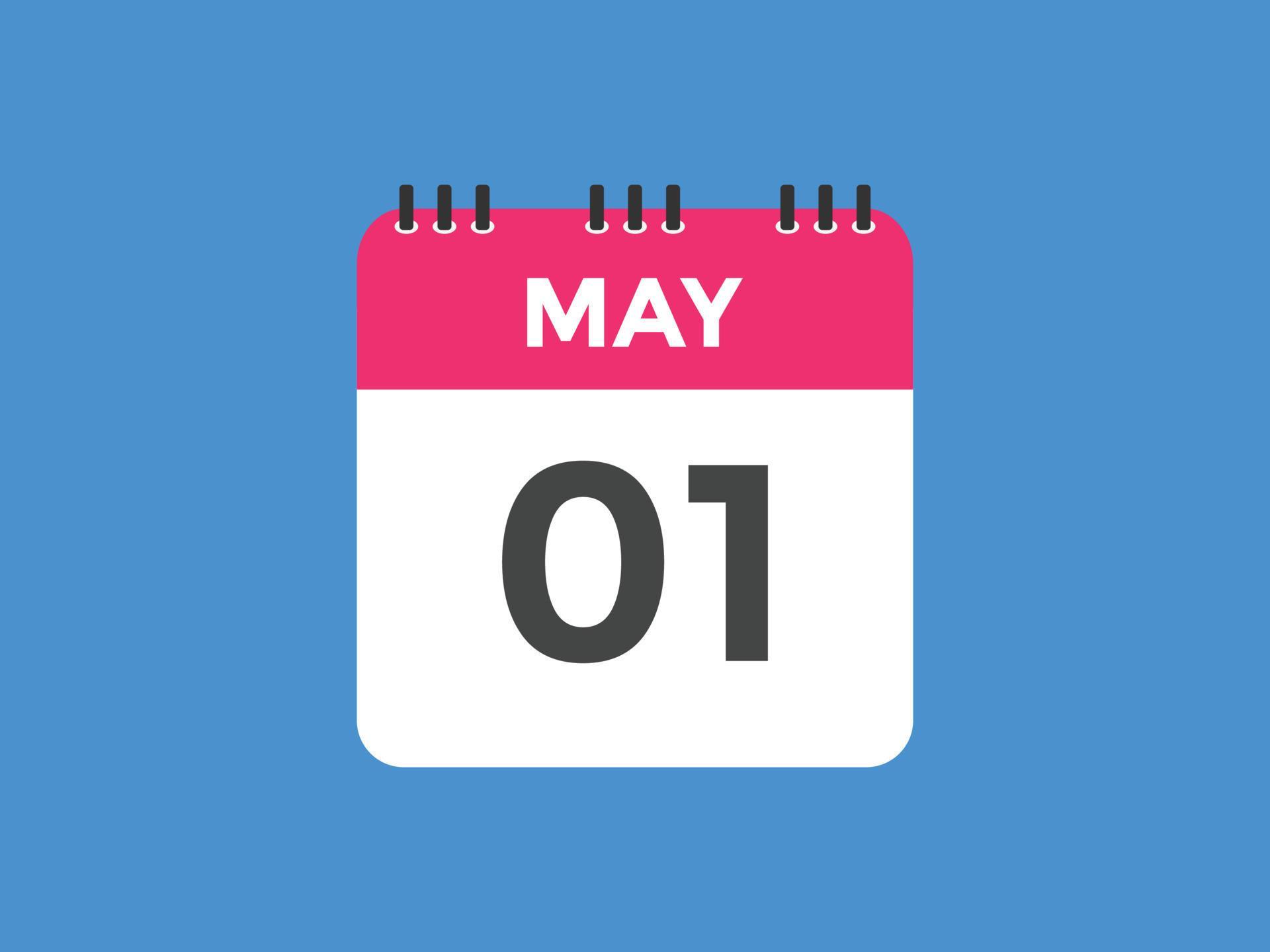 may 1 calendar reminder. 1st may daily calendar icon template. Calendar