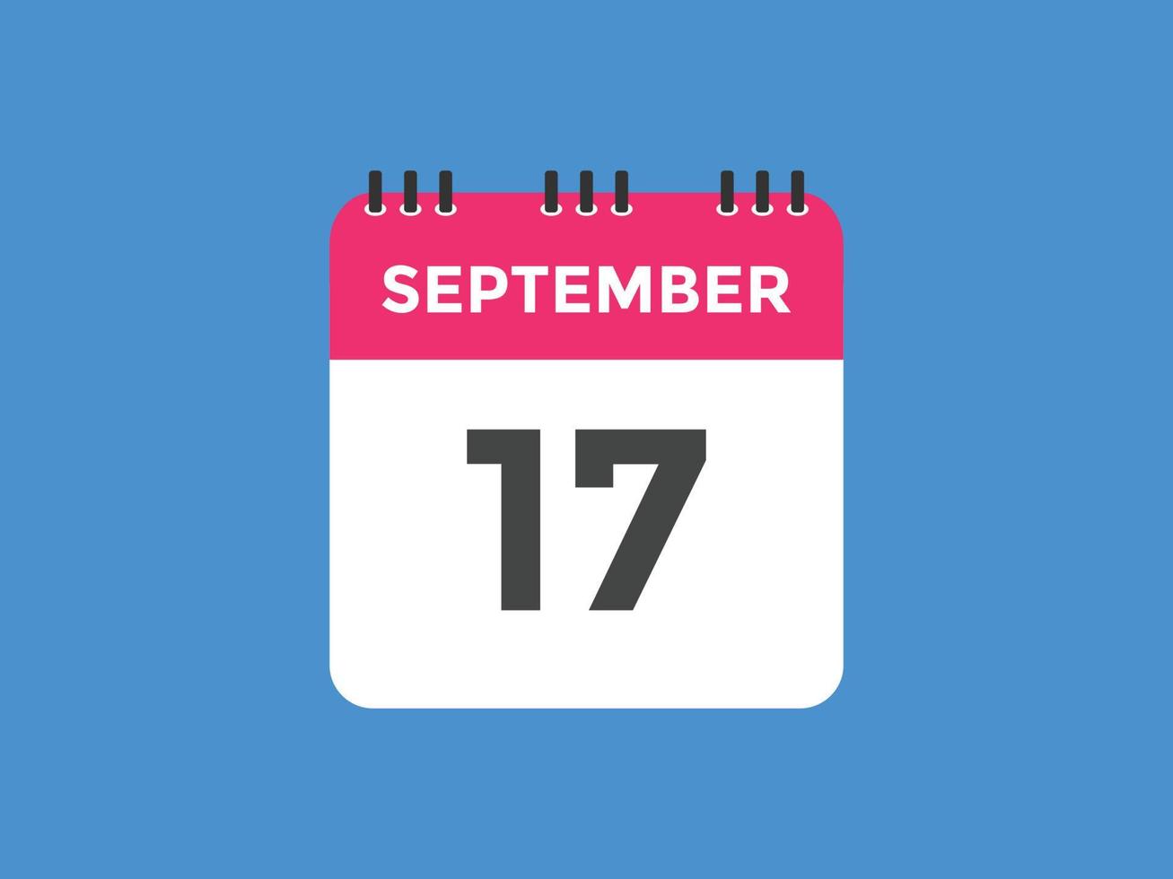 september 17 calendar reminder. 17th september daily calendar icon template. Calendar 17th september icon Design template. Vector illustration