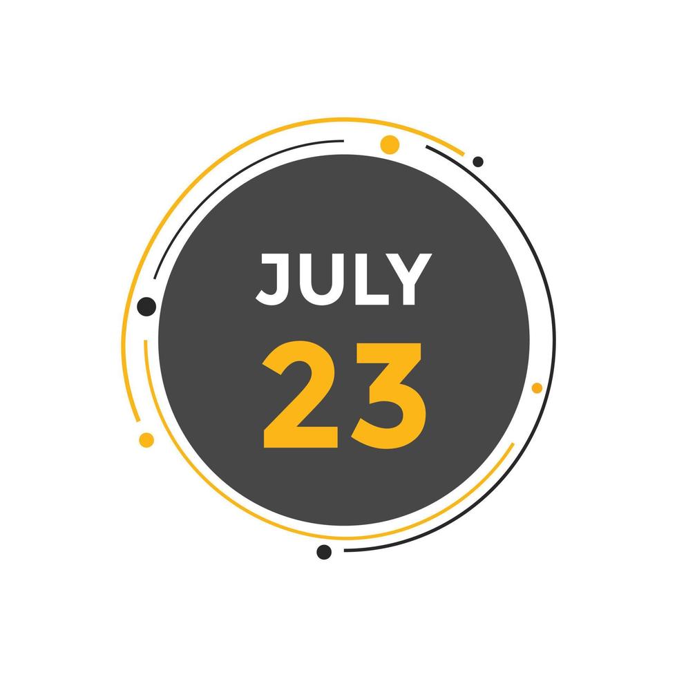 july 23 calendar reminder. 23th july daily calendar icon template. Calendar 23th july icon Design template. Vector illustration