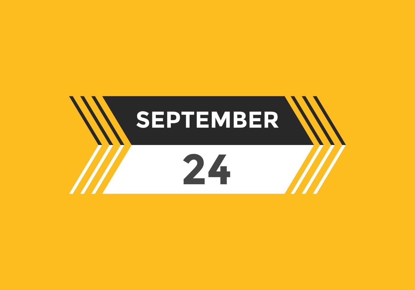 september 24 calendar reminder. 24th september daily calendar icon template. Calendar 24th september icon Design template. Vector illustration