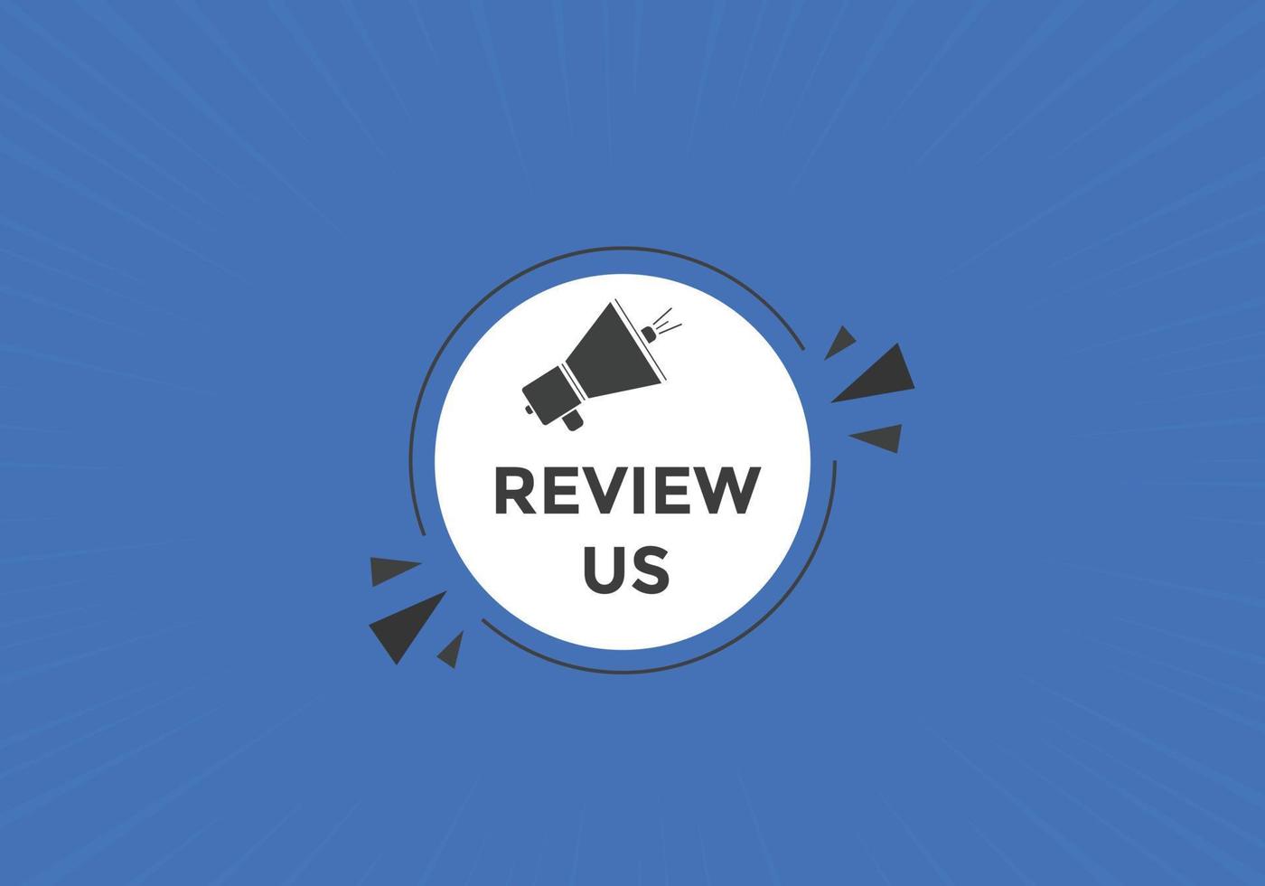 Review us Start now button. Review us User rating social banner promotion. Review Us text social media template vector
