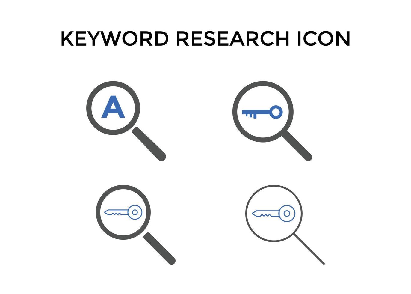 Set of keyword research icon vector illustrations. Used for SEO or websites