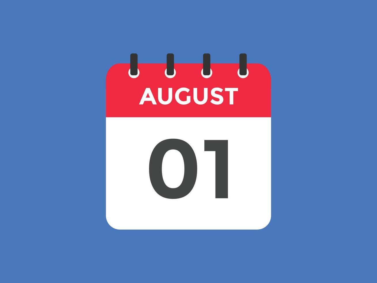 august 1 calendar reminder. 1st august daily calendar icon template. Calendar 1st august icon Design template. Vector illustration